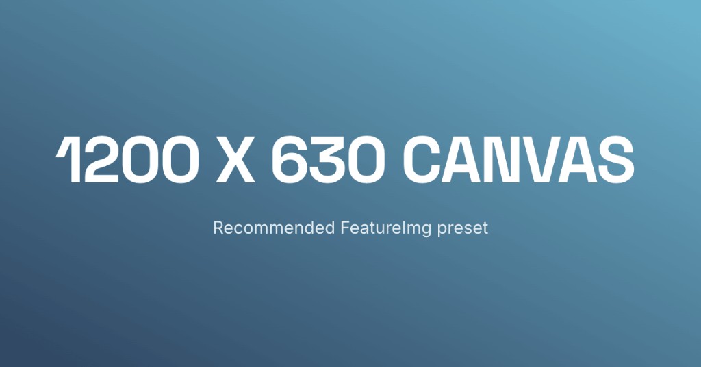 Blog featured image size diagram showing a 1200 by 630 pixel canvas