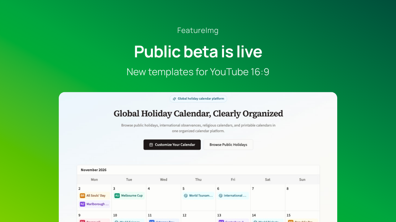 YouTube launch thumbnail from the Product Update template with a public beta headline and a product screenshot