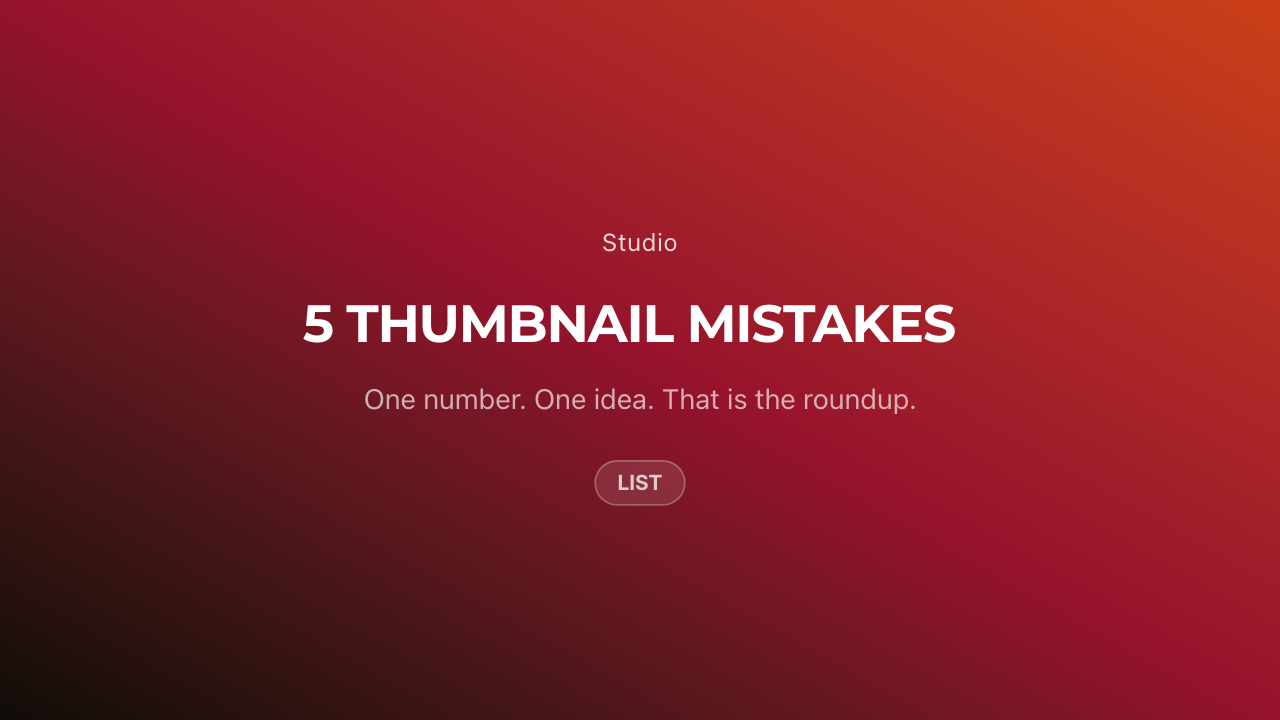 YouTube list thumbnail from the Creator Bold template with a large five in the title on a plain gradient