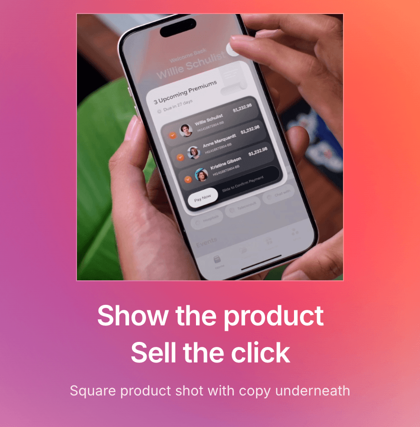 Image Card Cover template preview for Card-style product shots with title and optional CTA